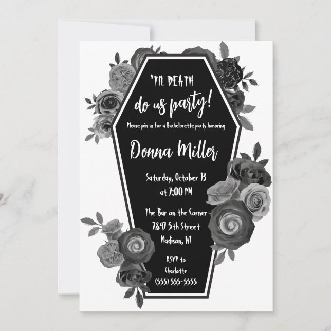 Invitation Til Death Do Us Party, Floral Bachelorette Party (Devant)