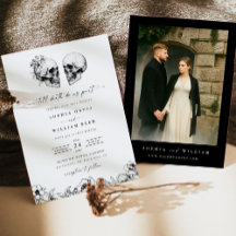 Til Death Gothic Skull Photo Black Floral Wedding