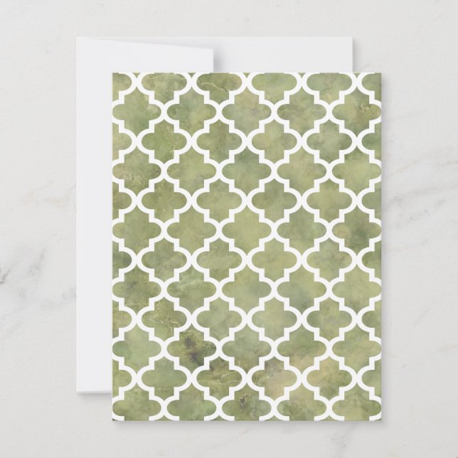 Invitation Tile marocaine Trellis Patterm sur le marbre vert  (Devant)