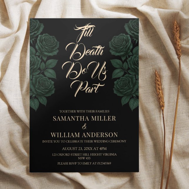 Invitation Till Death Do Us Part Green Rose Gothic Wedding In (Créateur téléchargé)