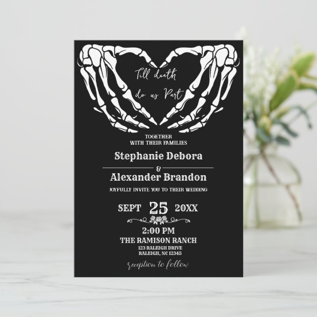 Invitation Till Death Do Us Part Halloween Mariage gothique (Debout devant)