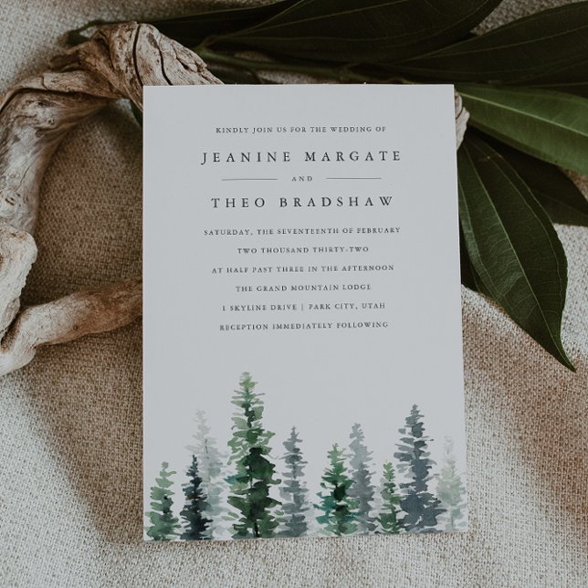 Invitation Timber Grove | Winter Evergreen Forest Wedding (Créateur téléchargé)
