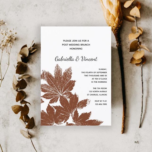 Invitation Timbre Brown de la feuille de papier Mariage Brunc (Fall in Love with this natural woodsy wedding brunch invitation.)