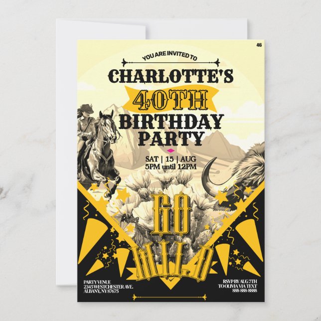 Invitation Timbre de la Cowgirl de l'Oklahoma (Devant)