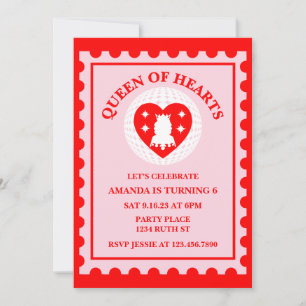 Invitation Timbre De La Reine Des Coeurs De Fête D'Anniversai