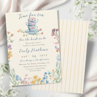 Invitation Time for Tea Wildflower Bridal Shower 