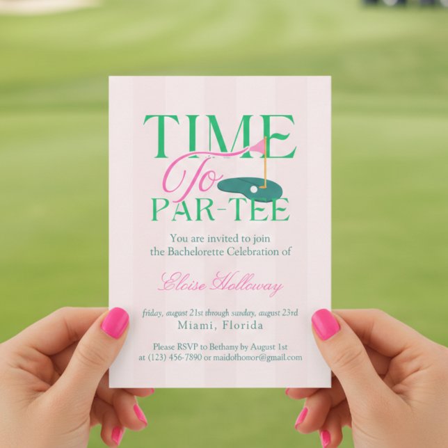 Invitation Time to Party Fun Golf Themed Bachelorette (Time to Par-Tee Fun Golf Themed Bachelorette Invitation)