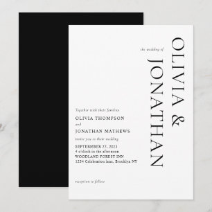 Invitation Timeles Elegant Classic Mariage noir et blanc