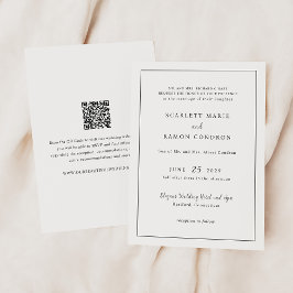 Invitation Timeless Black and White QR Code Elegant Wedding