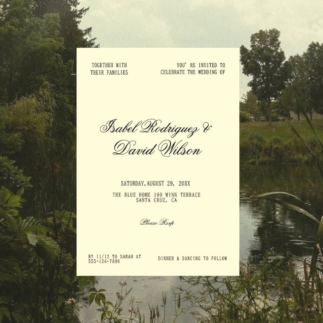 Invitation Timeless Cream Script Wedding (Créateur téléchargé)