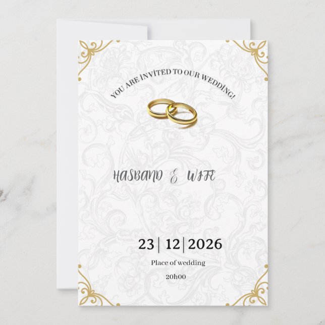 Invitation Timeless Gold Corner Accents Wedding Invite (Devant)