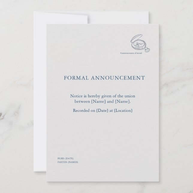 Invitation Timepiece- Minimalist Union Announcement  (Devant)