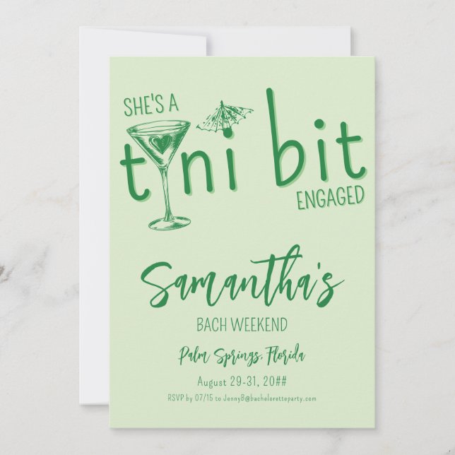 Invitation Tini Bit Engagé Martini Bachelorette Bach Week-end (Devant)