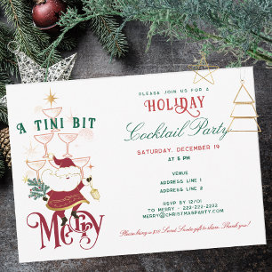 Invitation Tini Bit Merry Martini Bureau Cocktail de Noël