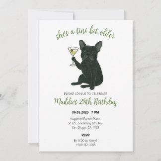 Invitation Tini Bit Older Frenchie Martini Birthday
