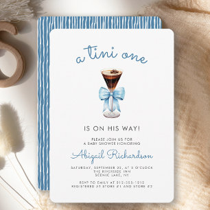 Invitation Tini One Martini Espresso Blue Boy Baby Shower