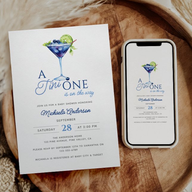 Invitation Tini Un Sur Le Chemin Aquarelle Baby shower Martin (Créateur téléchargé)