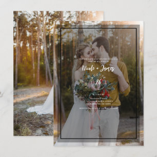 Invitation Tint de photo foncé superposition 3 Mariage minima