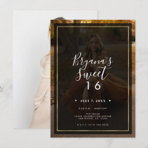 Invitation Tint foncé Revêtement or moderne Sweet 16