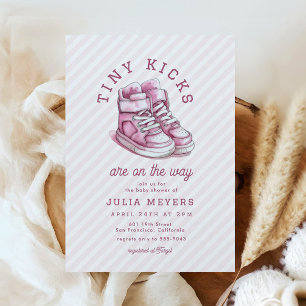Invitation Tiny Kicks Basket Sports Baby shower rose