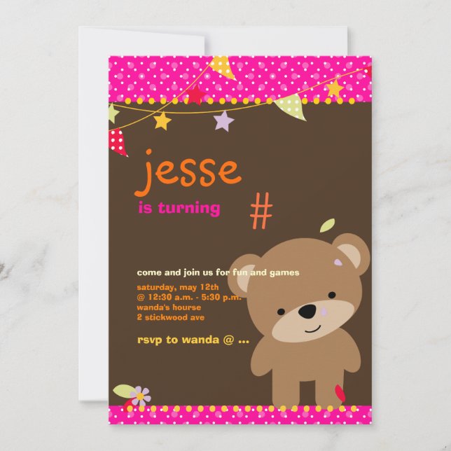 Invitation Tiny Teddy Bear (Devant)