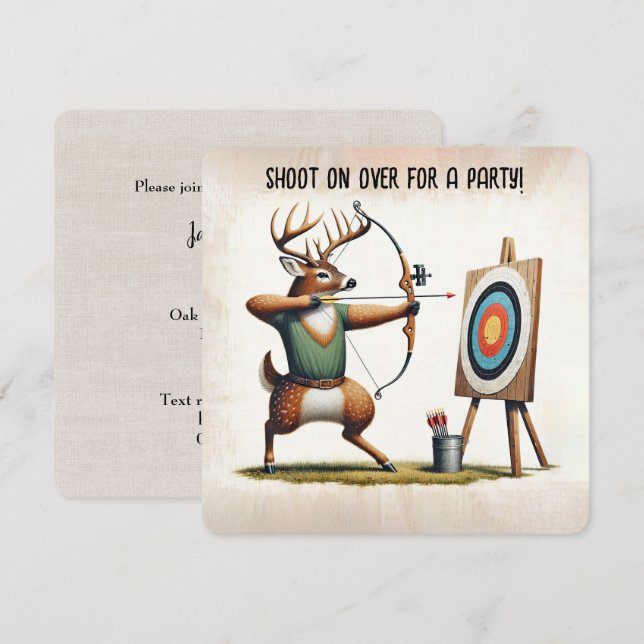 Invitation Tir à l'arc de cerf de fête d'anniversaire (Devant / Derrière)