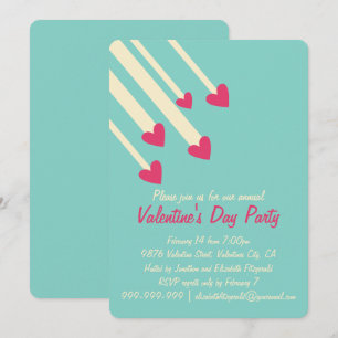 Invitation Tir moderne Star Coeurs roses Valentines Party