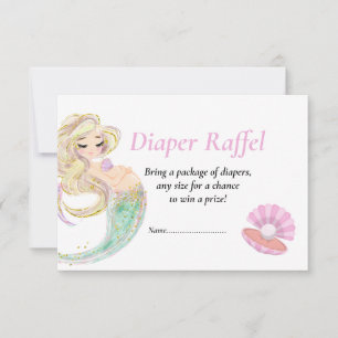 Invitation Tirage au sort de couche rose sirène pour Baby Sho