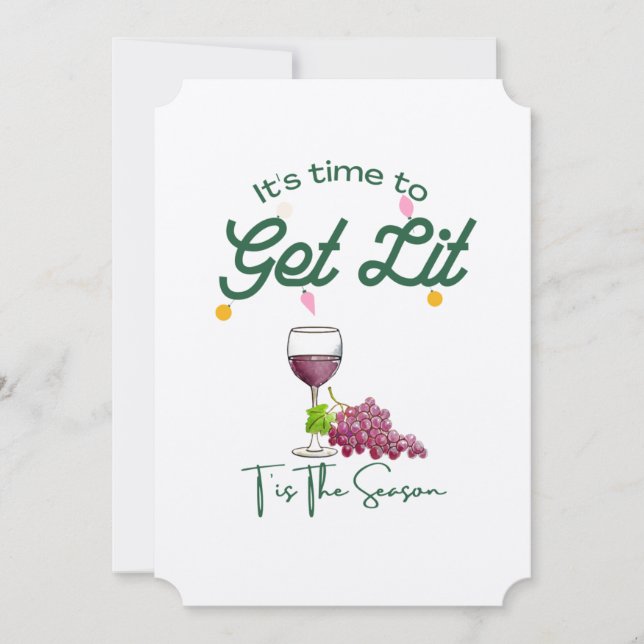Invitation T'is the Season Christmas Wine Party Get Lit (Devant)