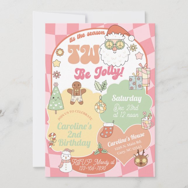 Invitation Tis the season two be jolly 2nd birthday invite. (Devant)
