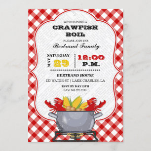Invitation Tissu Gingham à carreaux rouges pour ébullition de