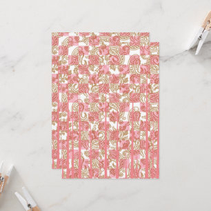 Invitation Tissu rose éclatant avec une couche florale comple