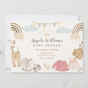 Invitation Tissus de bébé nouveau-né baby shower couleur douc