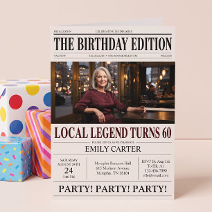 Invitation Titre de journal drôle pour une fête d'anniversair