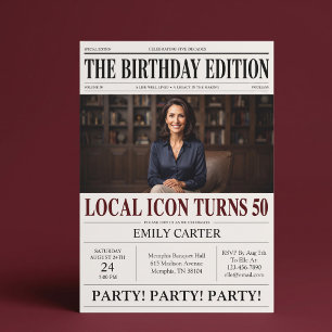 Invitation Titre de journal humoristique pour une fête d'anni