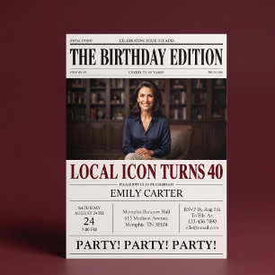 Invitation Titre de journal humoristique pour une fête d'anni
