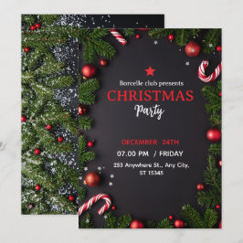 Invitation to a rustic Christmas party with a beau Einladung