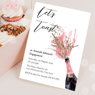 Invitation Toast Champagne Fête des mariées rose