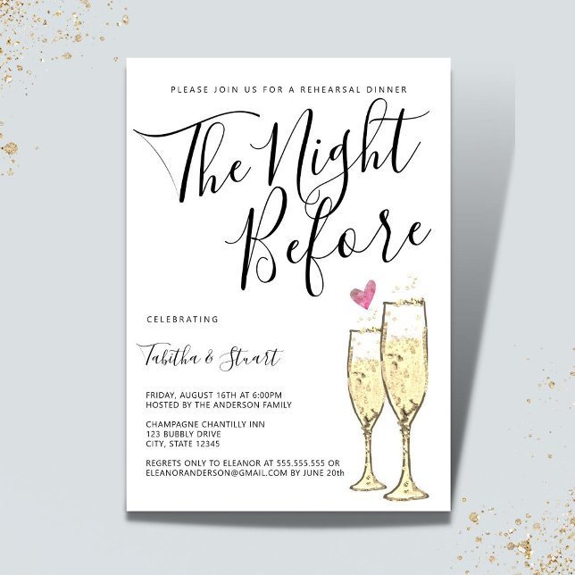 Invitation Toast Champagne La Nuit Avant Le Dîner De Répétiti (Créateur téléchargé)