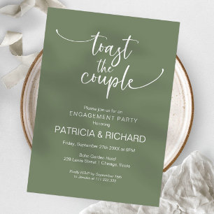 Invitation Toast Couple Chic Calligraphy Engagement Party