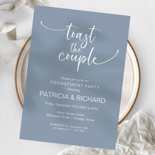 Invitation Toast Couple Chic Calligraphy Engagement Party (Créateur téléchargé)