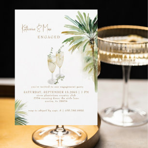 Invitation Toast de Champagne Fête de Fiançailles Tropicale
