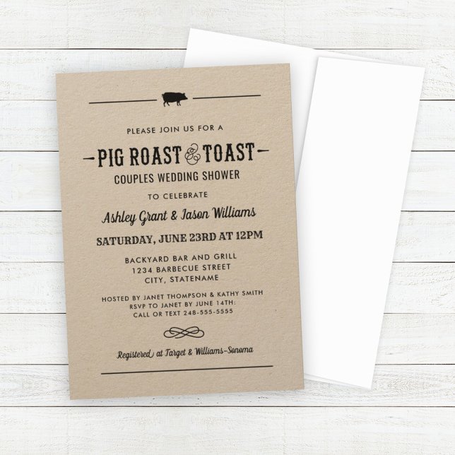 Invitation Toast de porc et toast Kraft Mariage Couples Douch (Créateur téléchargé)