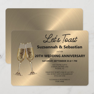 Invitation Toast en flûte à champagne sur métallisé faux