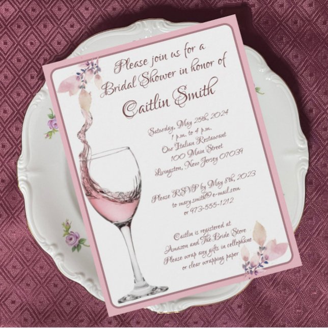 Invitation "Toast floral", Fête des mariées Rose Dusty (Créateur téléchargé)