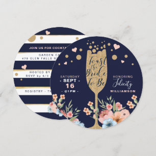 Invitation Toast La Mariée - Fête des mariées Florale Champag