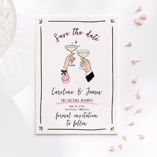 Invitation Toast Mains de Champagne de Whimsical Rose Enregis