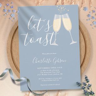 Invitation Toast Script Fête des mariées Dusty Blue