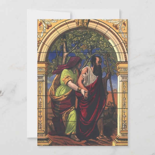 Invitation Tobit aveugle et femme Anna, Religion Vintage (Devant)