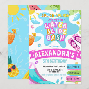 Invitation toboggan aquatique Slide Park Splash Girl Annivers